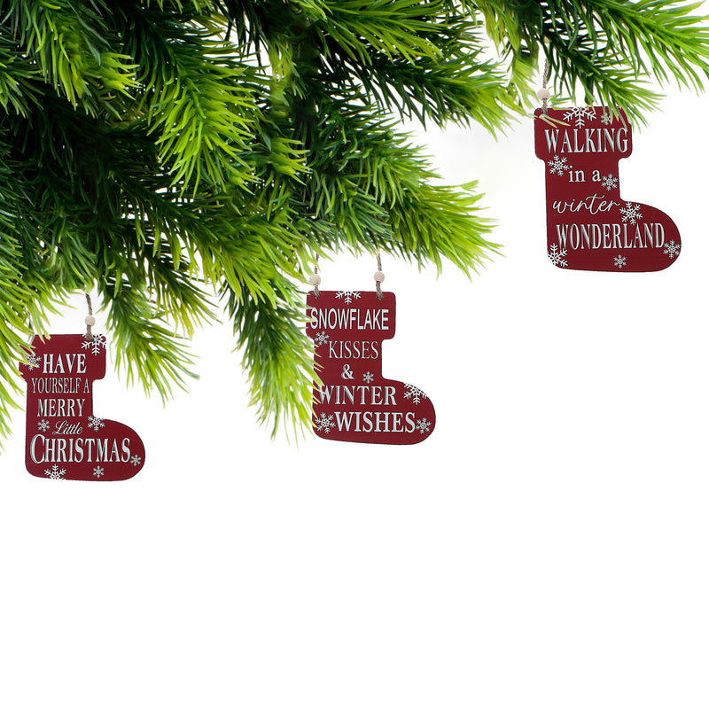 Christmas Flat Stockiing Shape Ornament - Set of 6