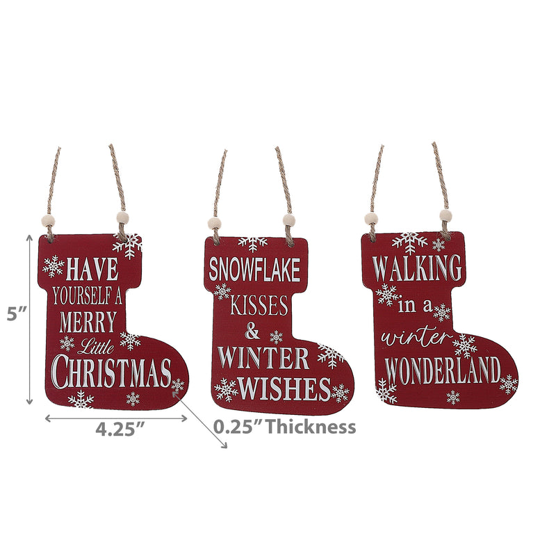 Christmas Flat Stockiing Shape Ornament - Set of 6