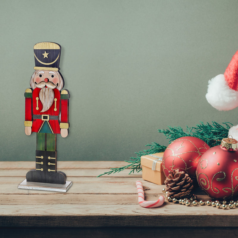 Christmas Wooden Nutcracker On Stand Black Hat