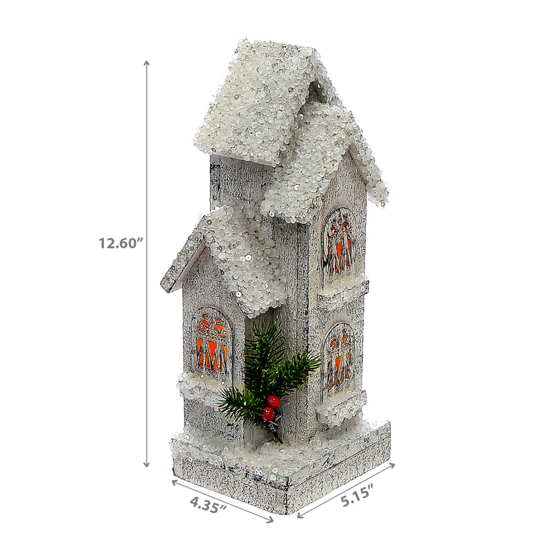 Christmas Led Snow Covered Tall House 12.6"