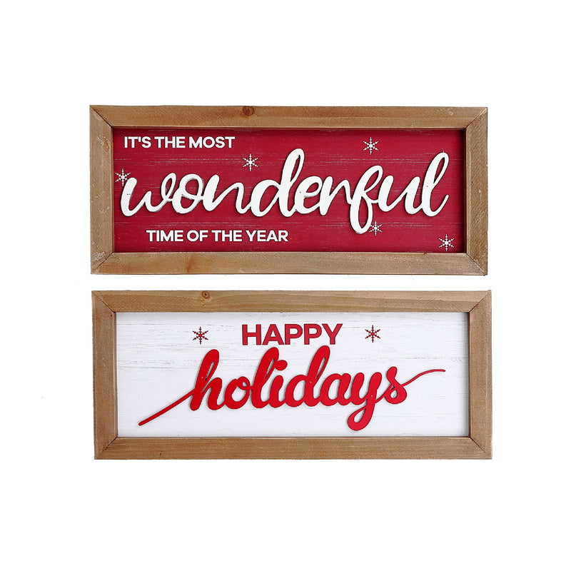 Framed Wood Sign With 3D Text (English) (Asstd) - Set of 2