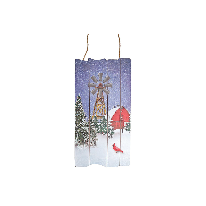 Wooden Red Barn And Windmill Plaque