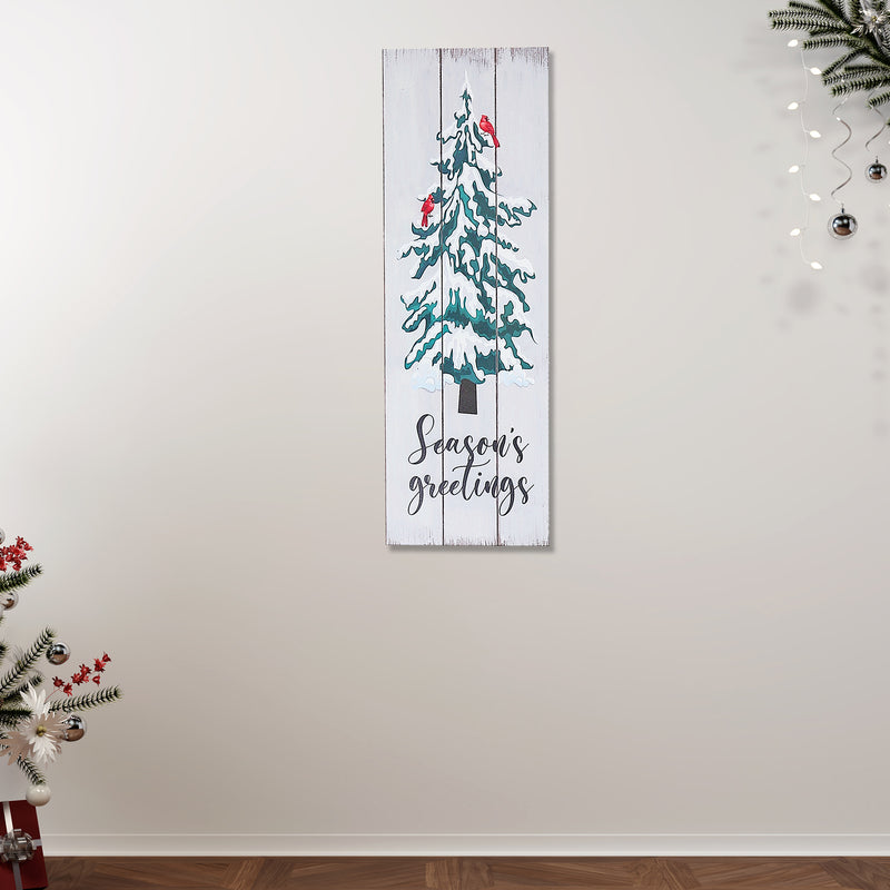 Christmas Mdf Tree Sign Season's Greetings