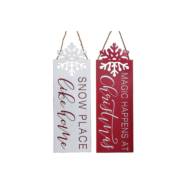 Christmas Mdf Snowflake Cutout Wall Hanger  - Set of 2