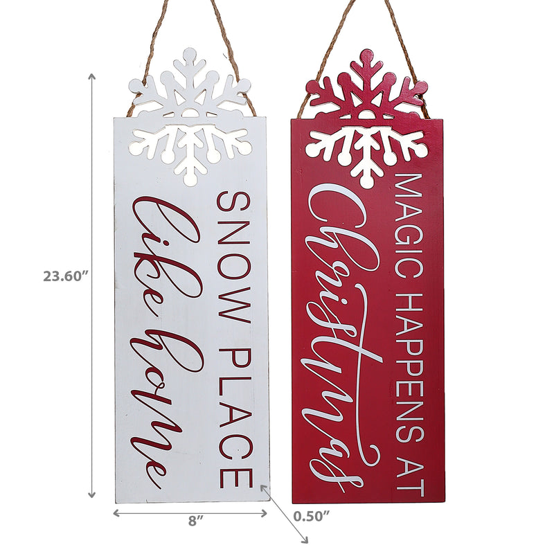 Christmas Mdf Snowflake Cutout Wall Hanger  - Set of 2