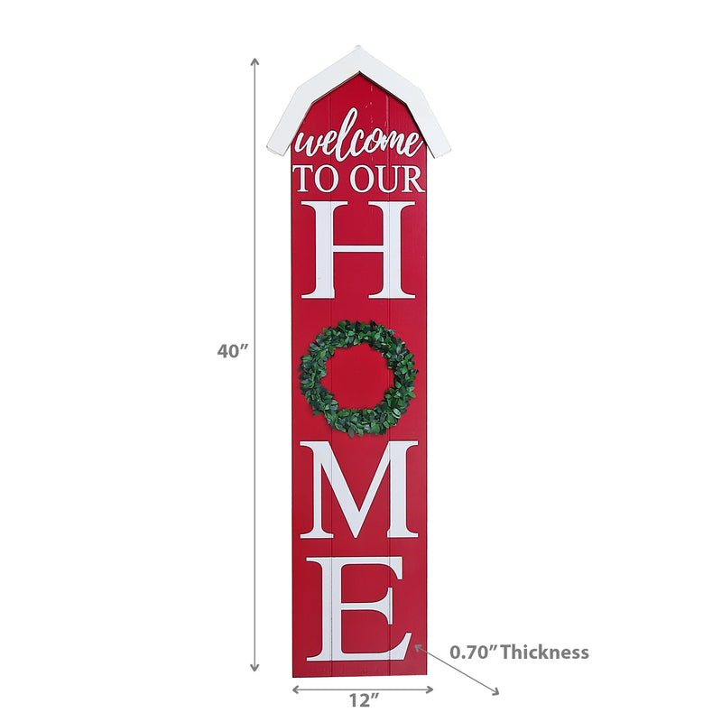 Christmas Barn Shaped Vertical Sign Welcome To Our Home