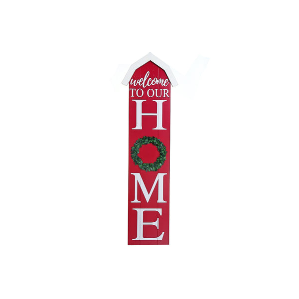 Christmas Barn Shaped Vertical Sign Welcome To Our Home