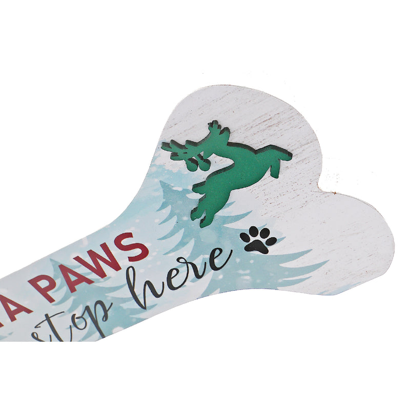 Christmas Bone Shape Holiday Paws Sign  - Set of 2