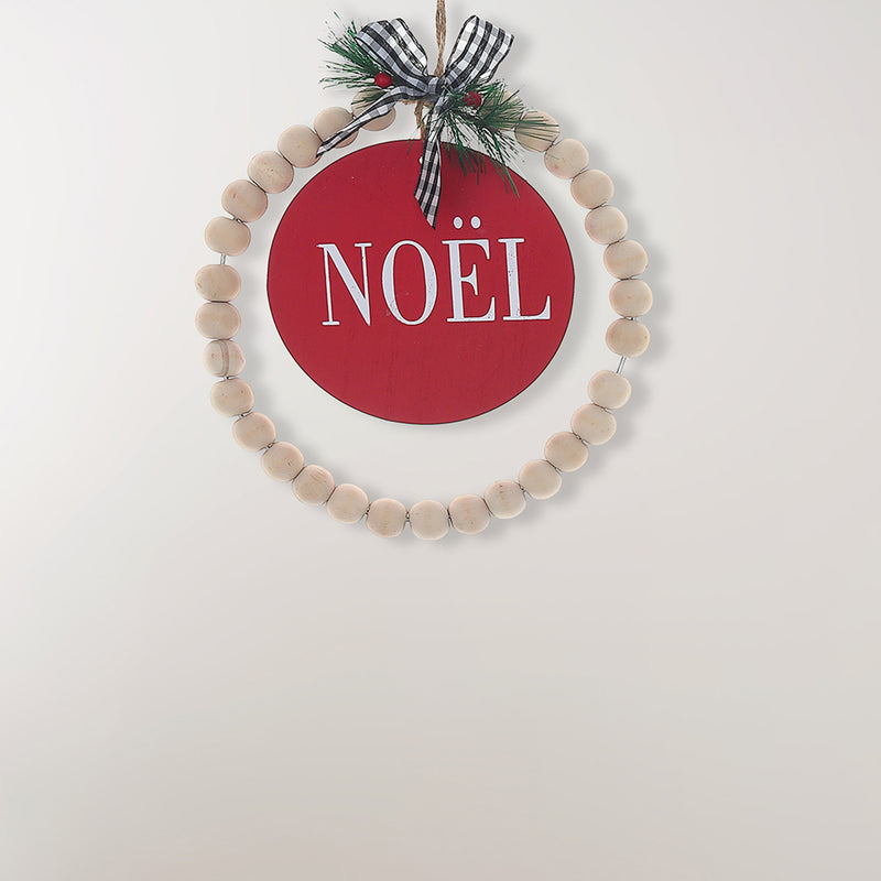 Christmas Ornament With Beaded Hoop Noel