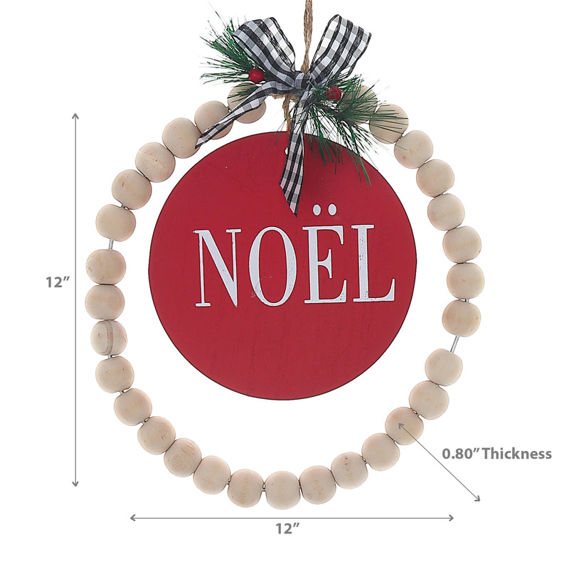 Christmas Ornament With Beaded Hoop Noel