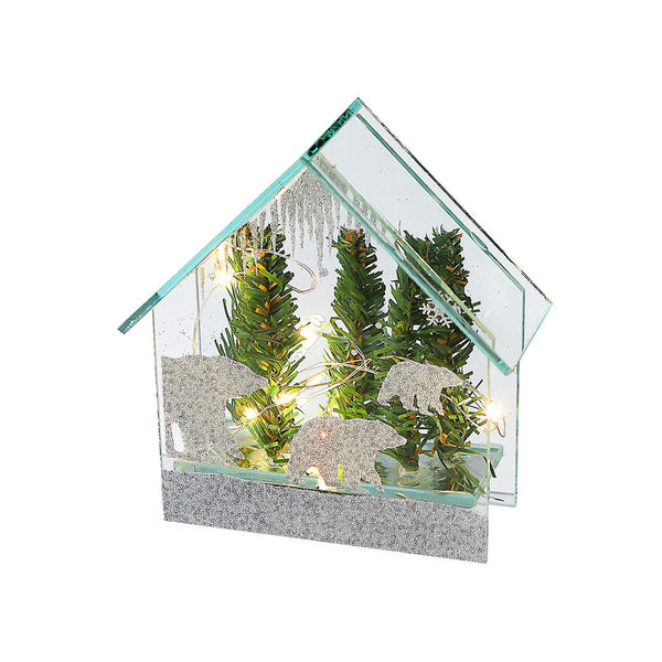 Winter Forest Bear Led Glass Stand (House)