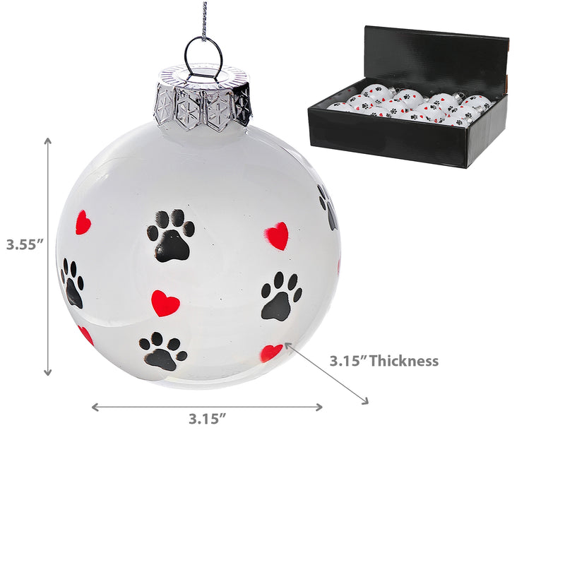 Christmas Paw Prints Ornament  - Set of 12