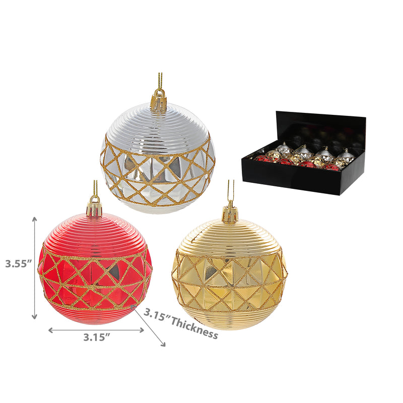 Christmas Diamond Cut Ornament   - Set of 12