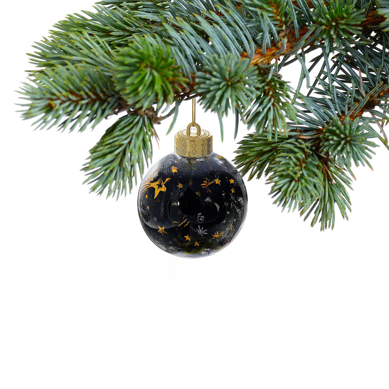 Christmas Ornaments With Black And Gold Mesh  - Set of 12