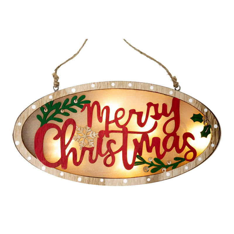 Led Wooden Oval Shape Ornament (Merry Christmas)