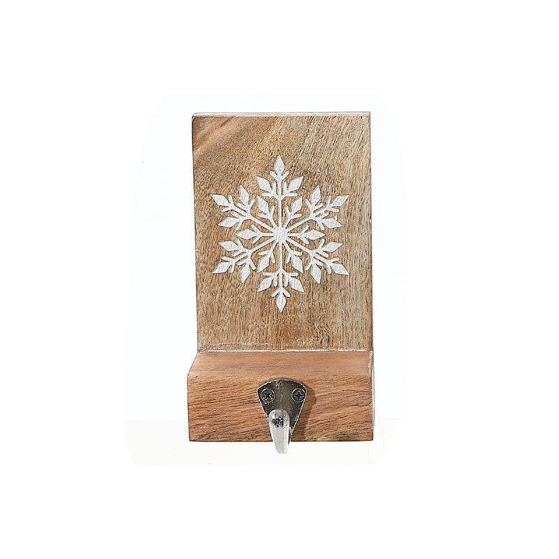 Christmas Etched Wood Stocking Holder Snowflake