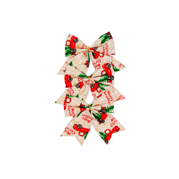 3Pc Red Truck Bows - Set of 6