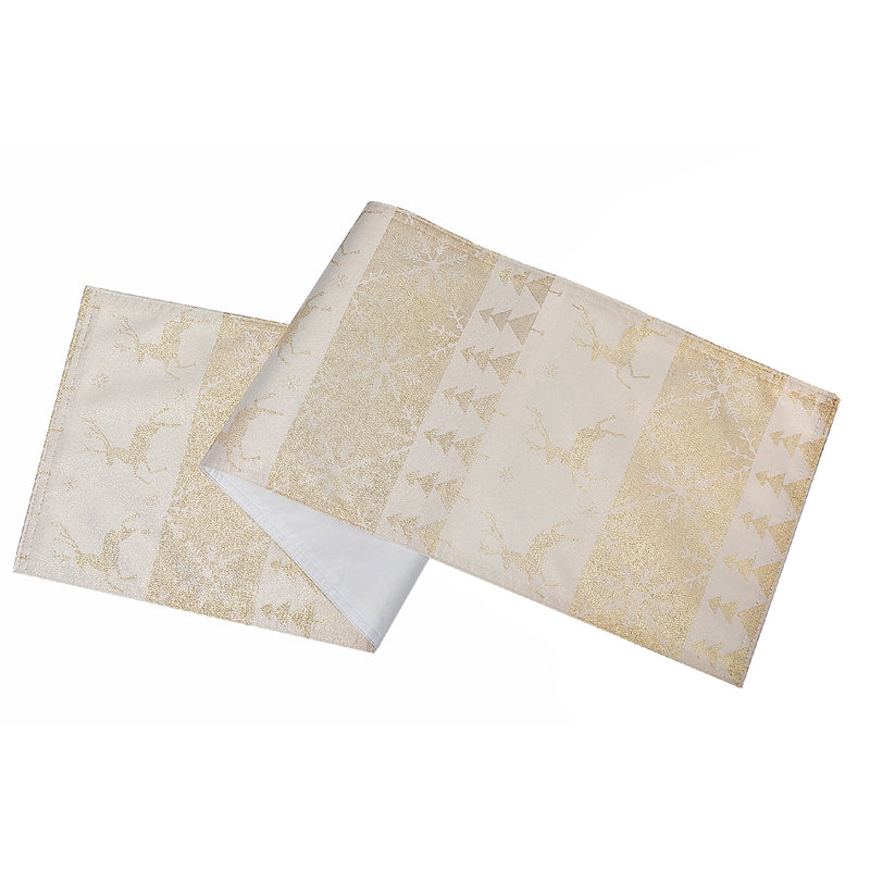 Lurex Table Runner (54") (Gold Jumping Reindeers)