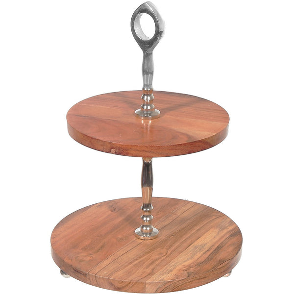 2 Tier Round Wooden Dessert Stand